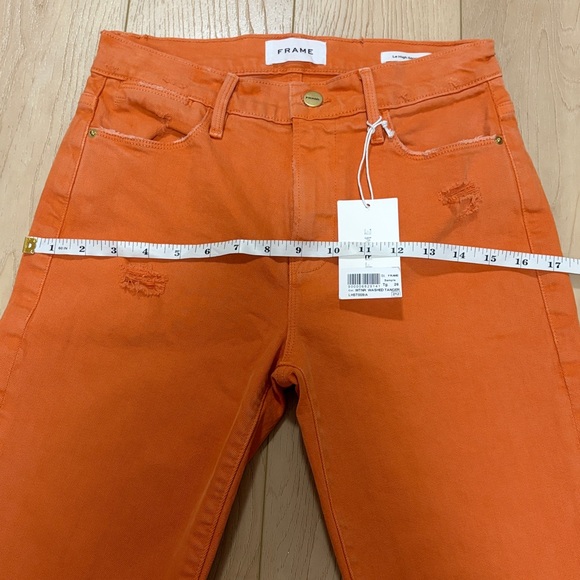 FRAME Le High Straight, Distressed, Washed Tangerine, sz 27 - Picture 12 of 15